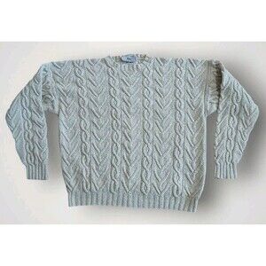 Vintage Mackinaw Silk Linen Cable Knit Sweater Beige Size XL